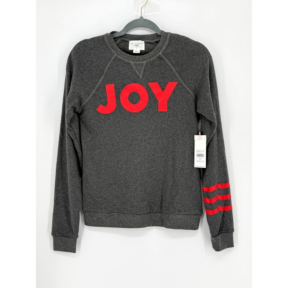 New Sol Angeles Joy Pullover Sweatshirt Graphic Raglan Size XS Holiday Christmas